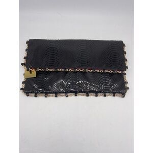 Nicki Minaj Black Faux Snakeskin Clutch with Long Strap NWT
